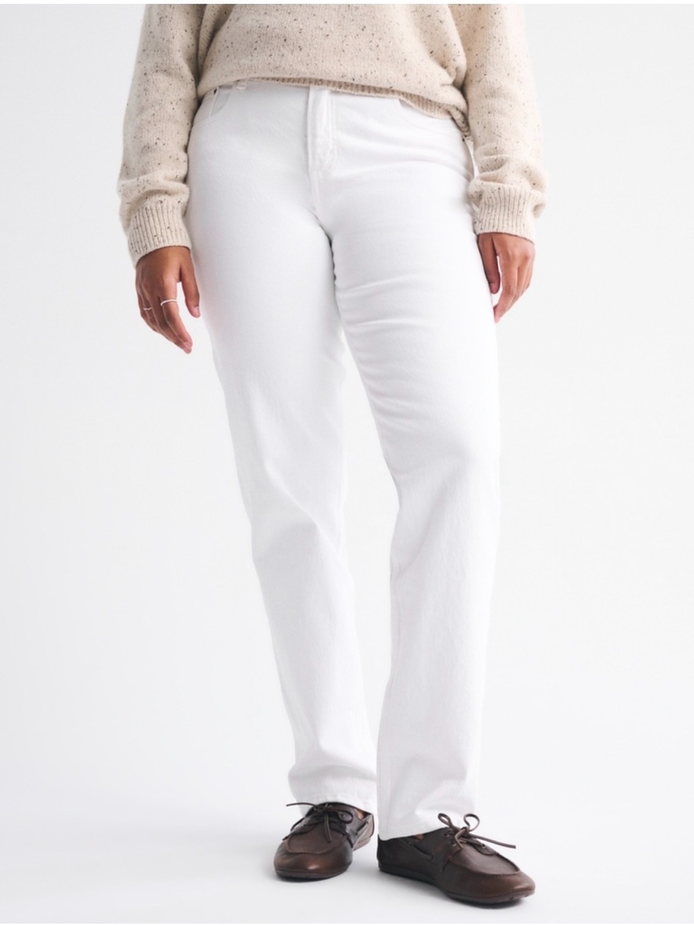 Abercrombie & Fitch White Straight-Leg Jeans Curve Love